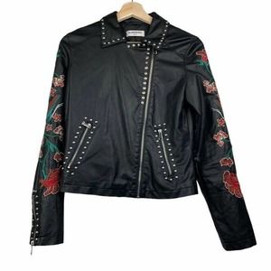Glamorous Womens Moto Jacket Embroidered  S